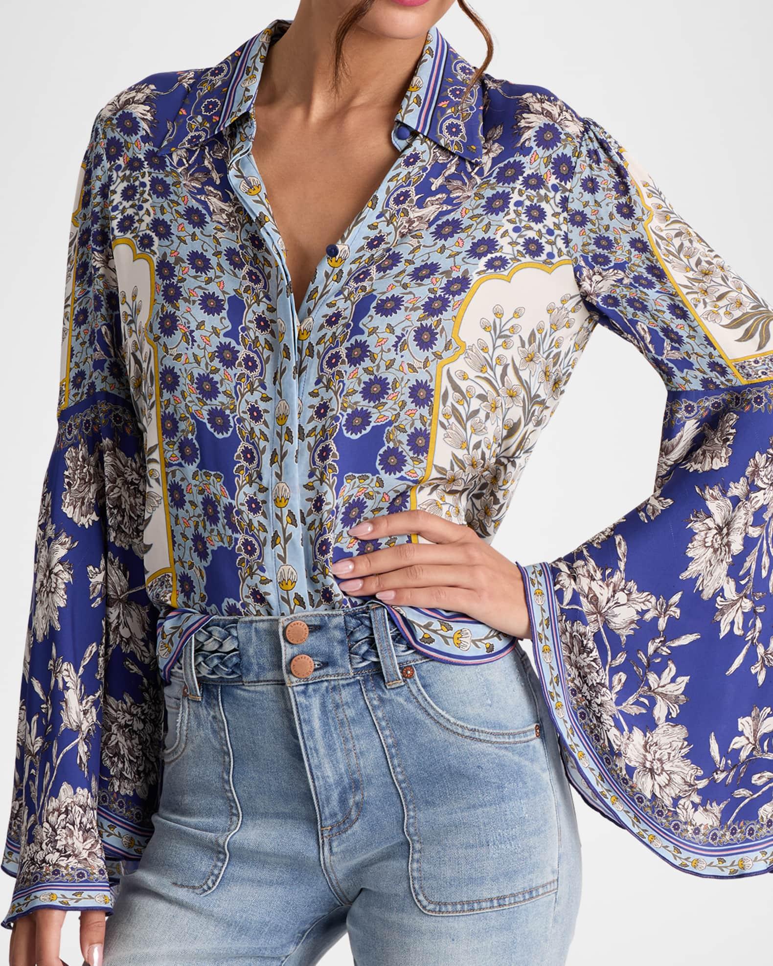 Willa Forevermore Fitted Bell-Sleeve Placket Top  Product Image