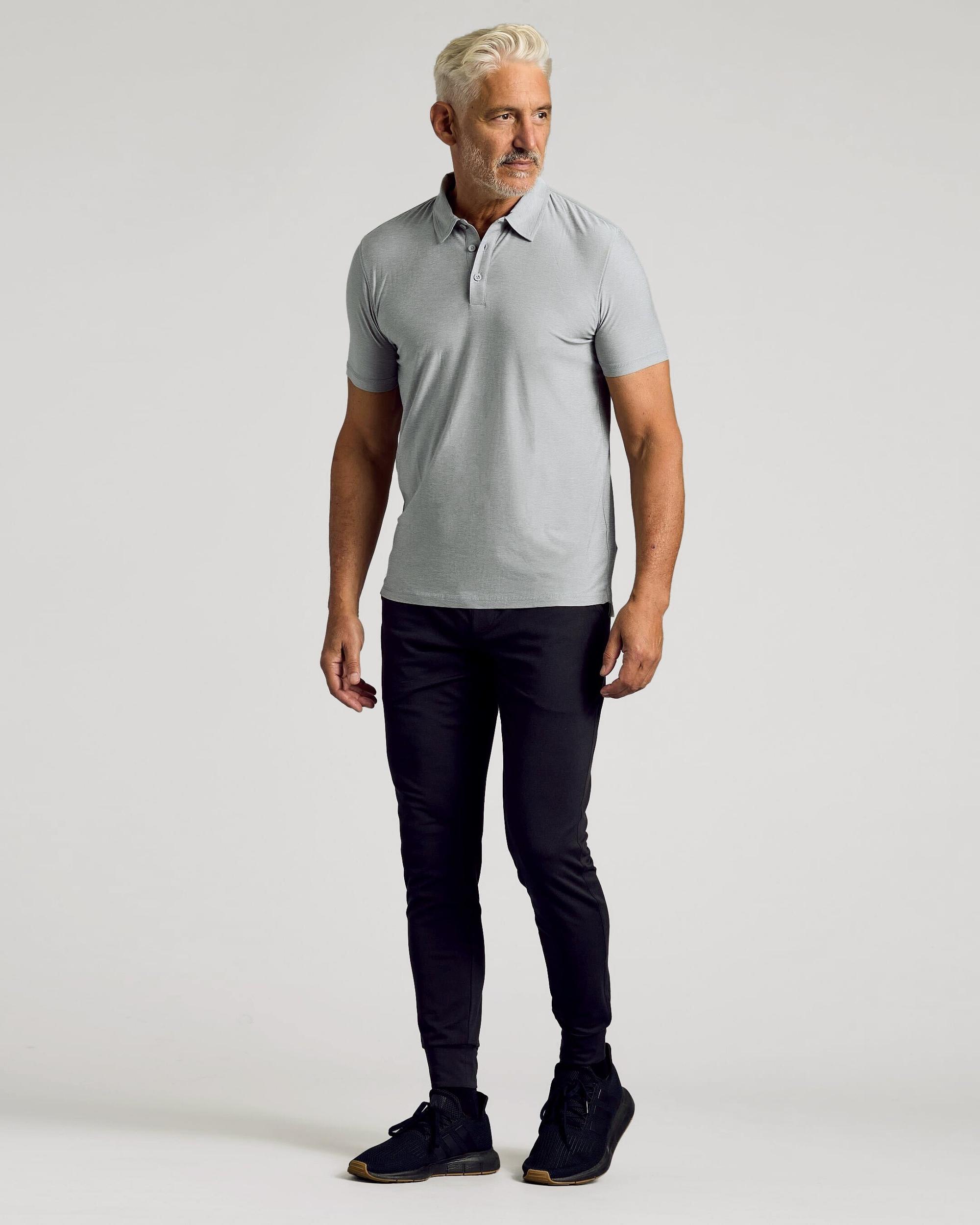 Heather Light Gray Active Short Sleeve Polo Product Image