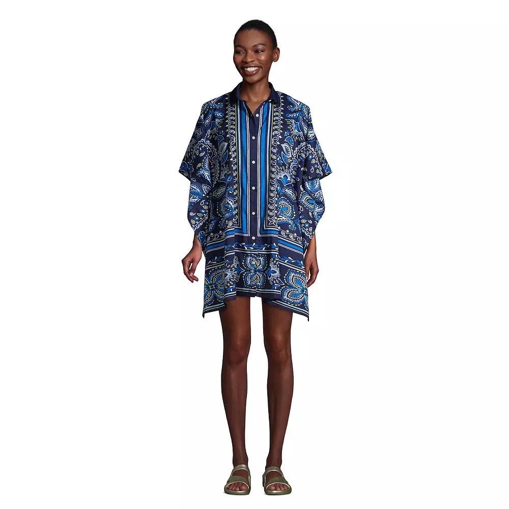 Petite Lands' End Poplin Swim Cover-Up Shirtdress, Women's,  Product Image
