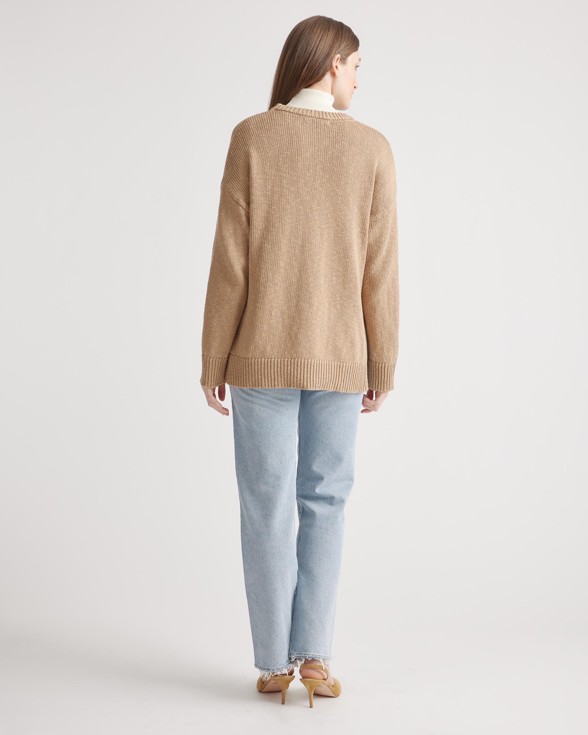 Quince | Women's Cotton Linen OverSized Crew Sweater Product Image