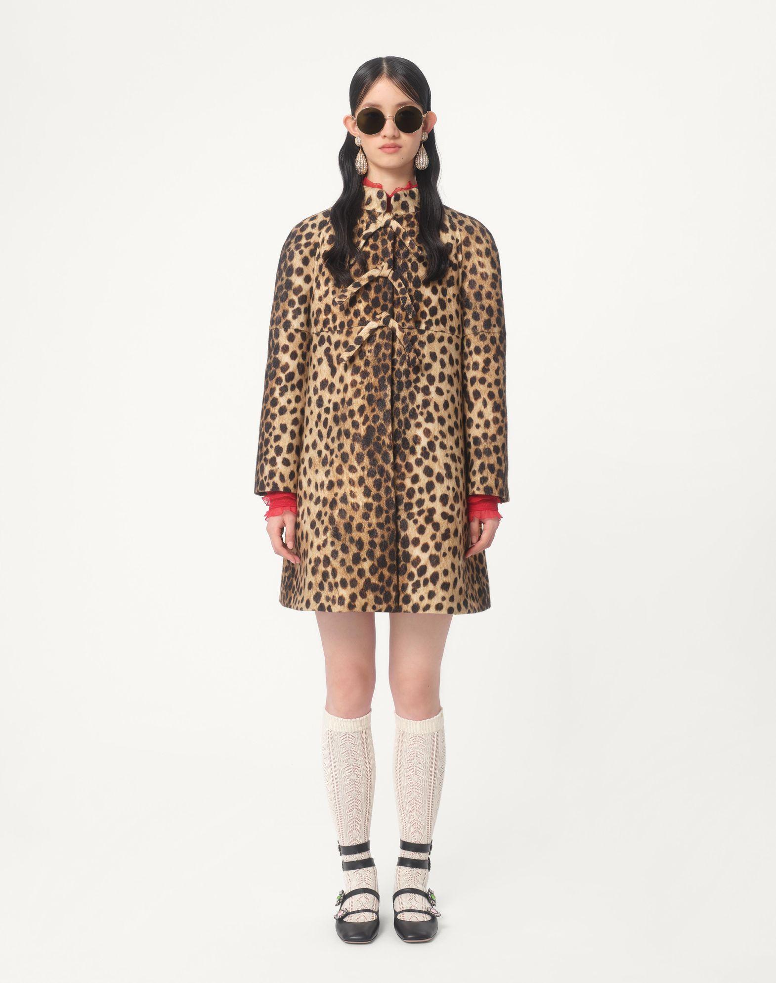 Jaguar Spots Printed Wool Cloth Coat  Product Image