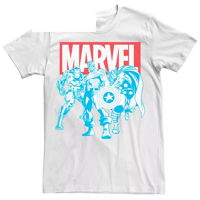 Men's Marvel Red White Blue Avengers Retro Group Shot Tee,  Product Image