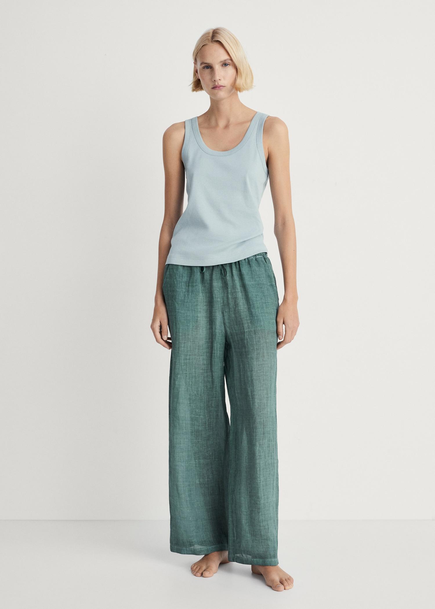 Cotton top with straps - Women | MANGO USA Product Image