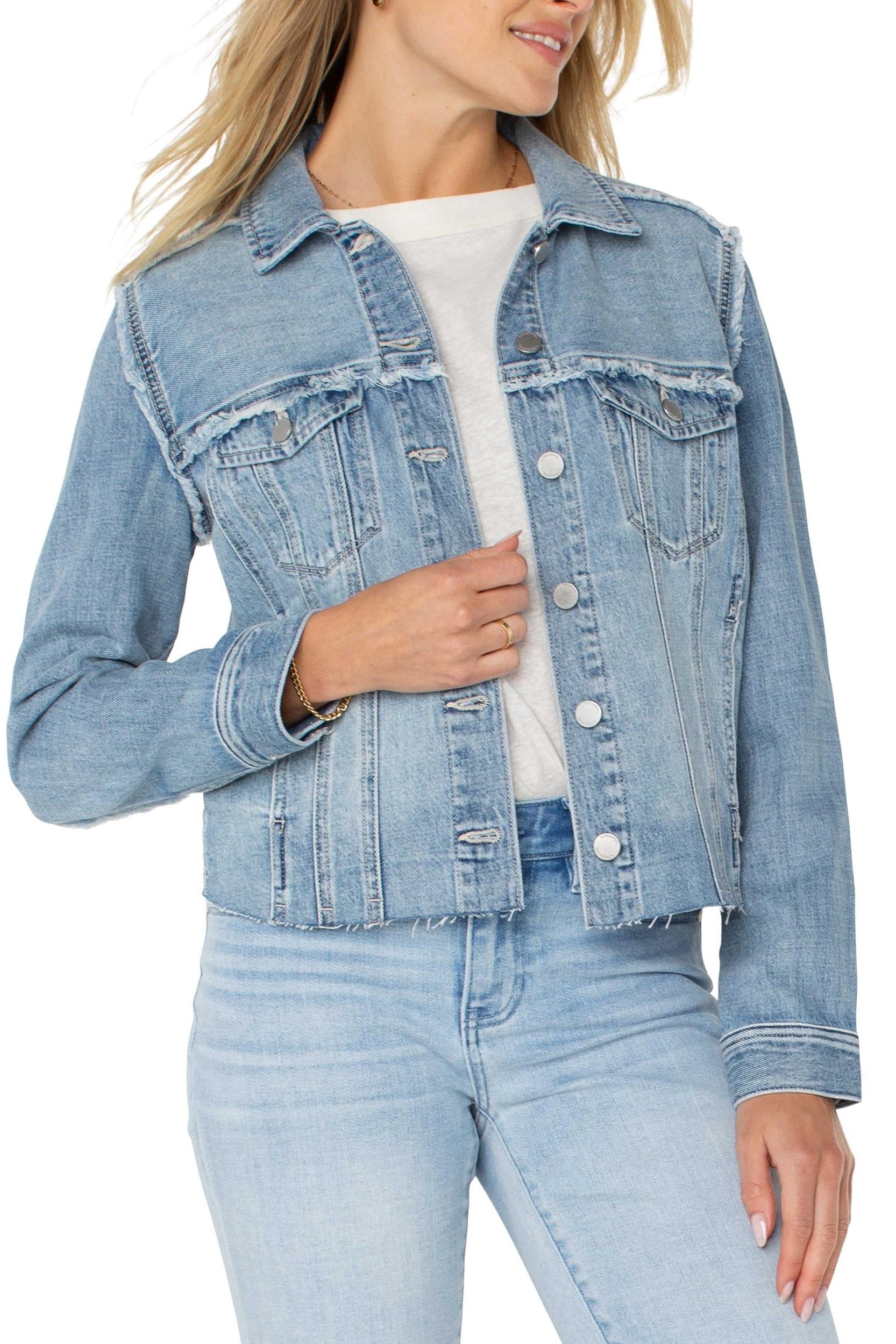 multi fray trucker jacket Product Image