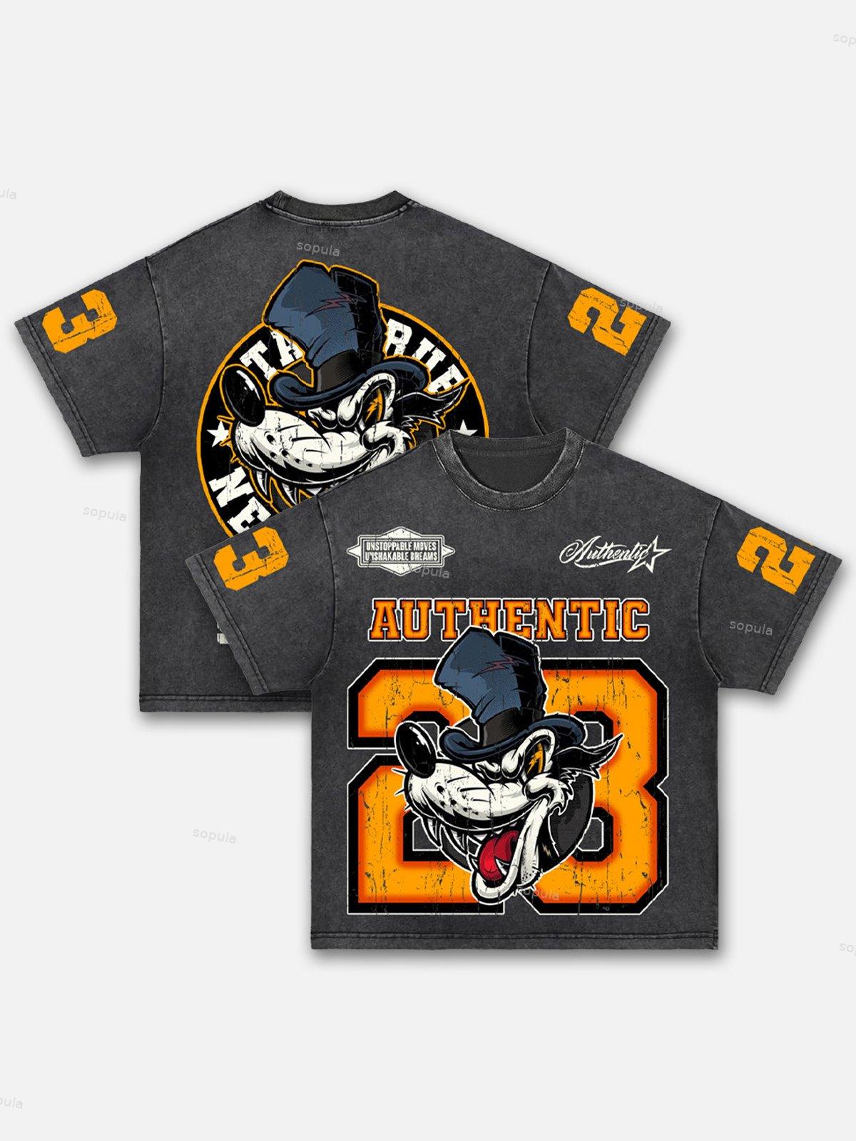 Y2k Streetwear No.23 Hip Hop Gothic Graphic Acid Wash T-shirt Product Image