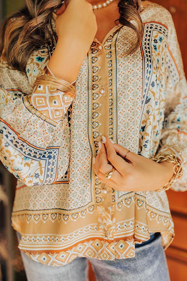 Dig Deep Down Button Up In Iced Latte Product Image