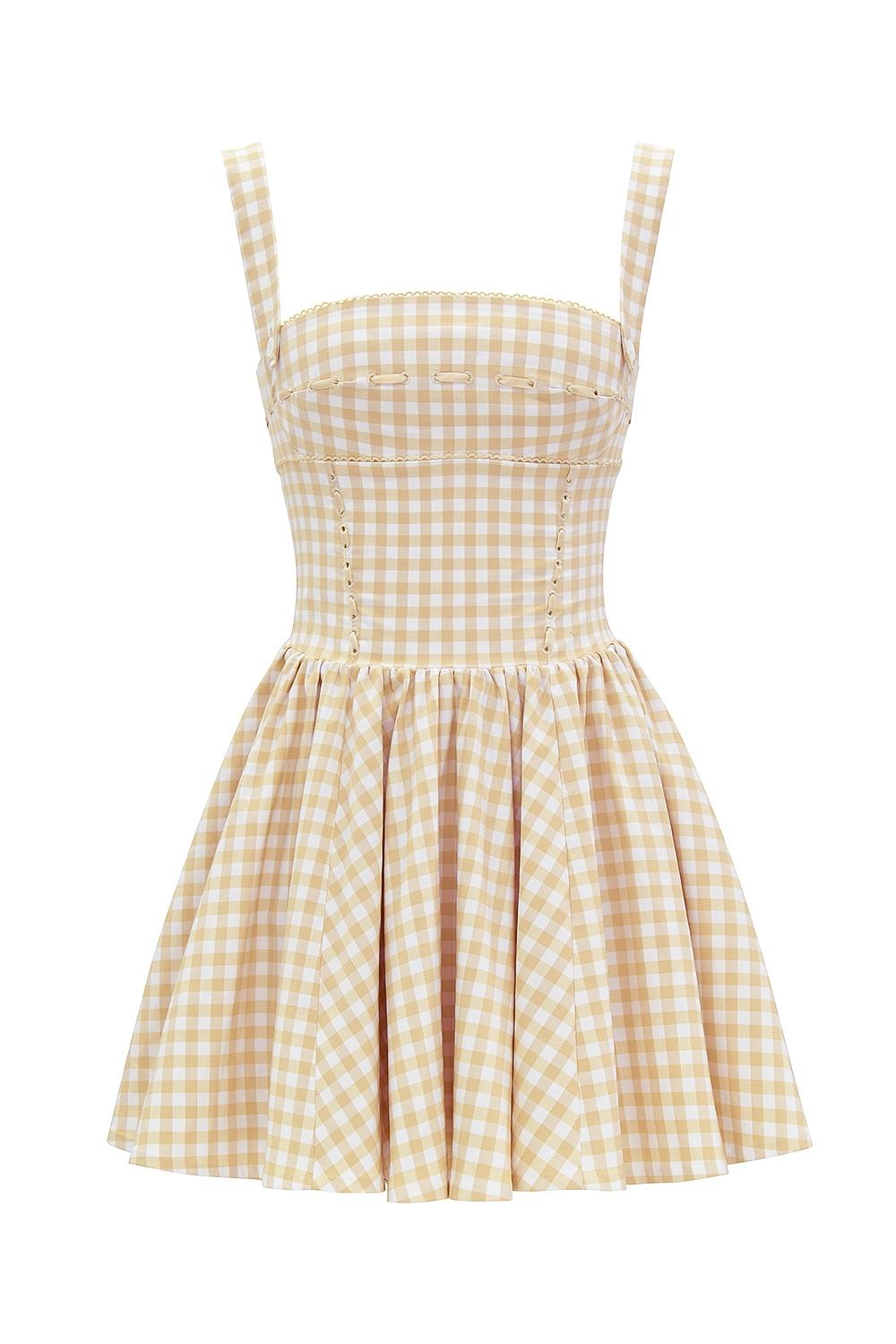 Isadora  gingerbread gingham mini dress Product Image
