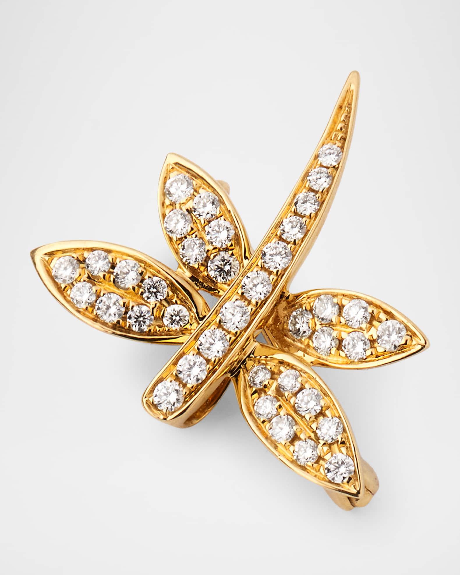 14K Yellow Gold White Diamond Dragonfly Pin Product Image