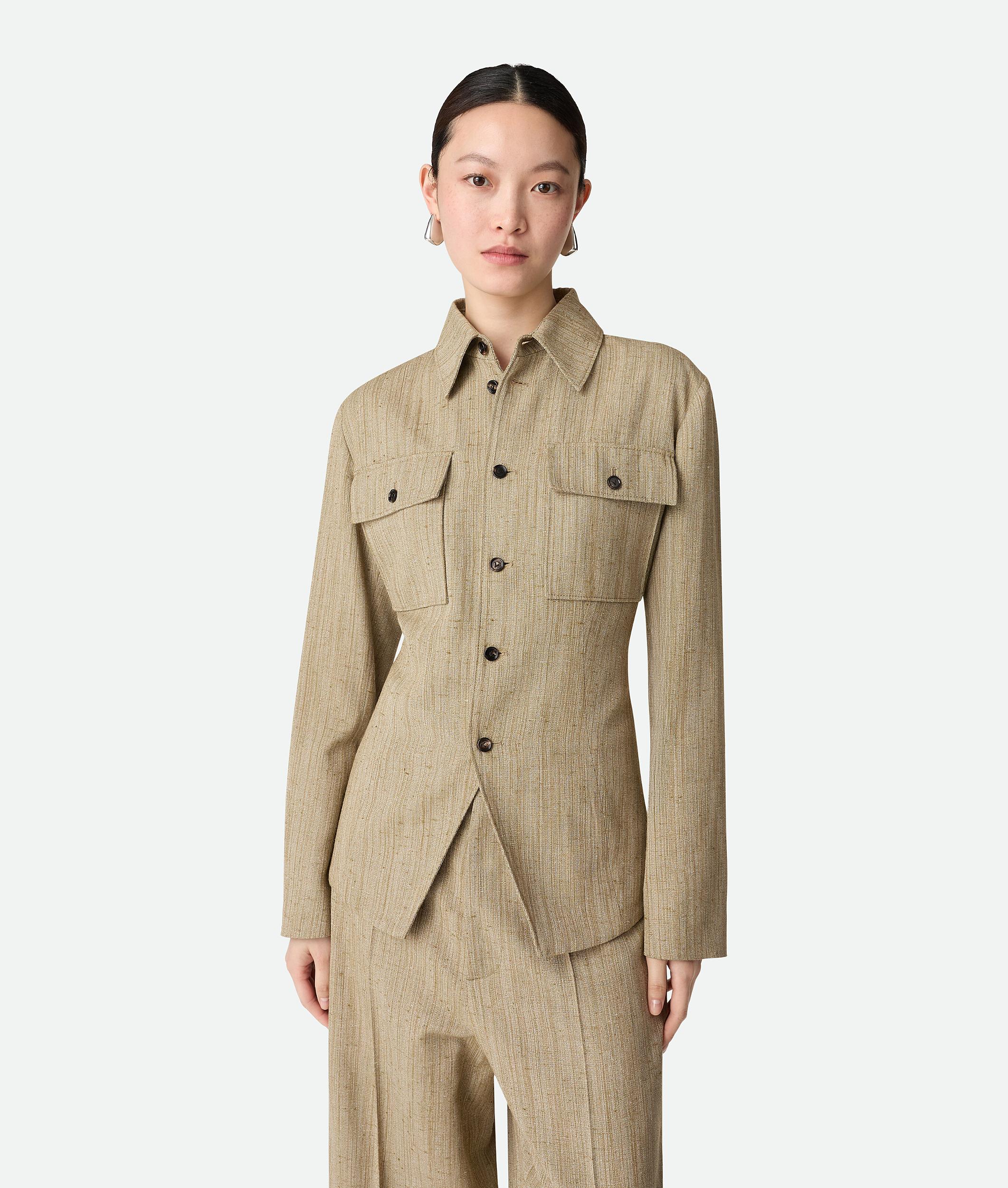 Women's Viscose Silk Shirt Jacket in Algae Product Image