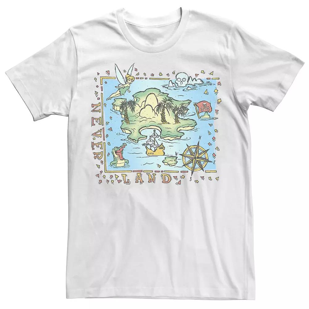 Disney's Peter Pan Never Land Map Vintage Poster Men's Tee,  Product Image