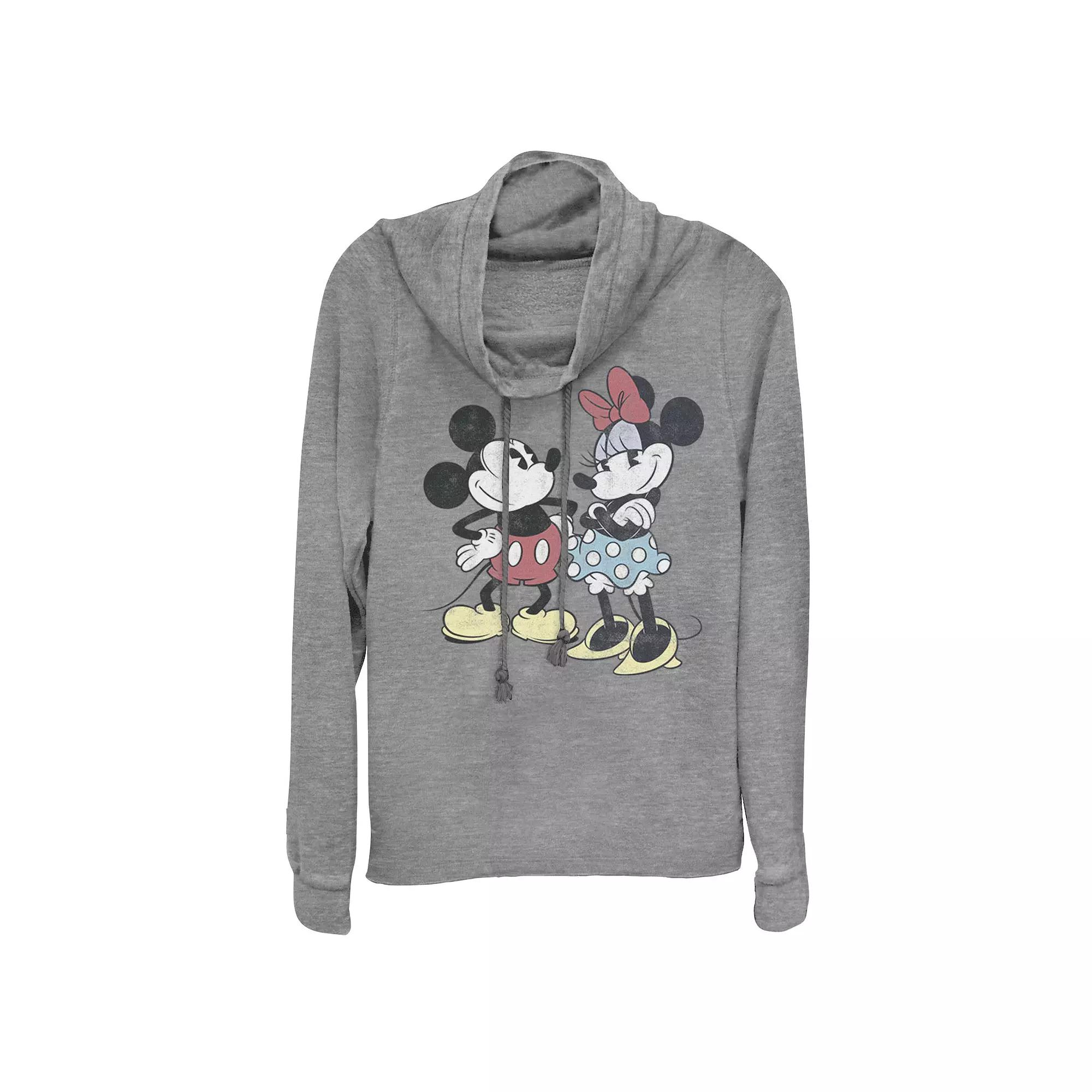 Disney's Mickey & Minnie Mouse Juniors' Retro Cowlneck Graphic Lightweight Long Sleeve, Girl's,  Product Image