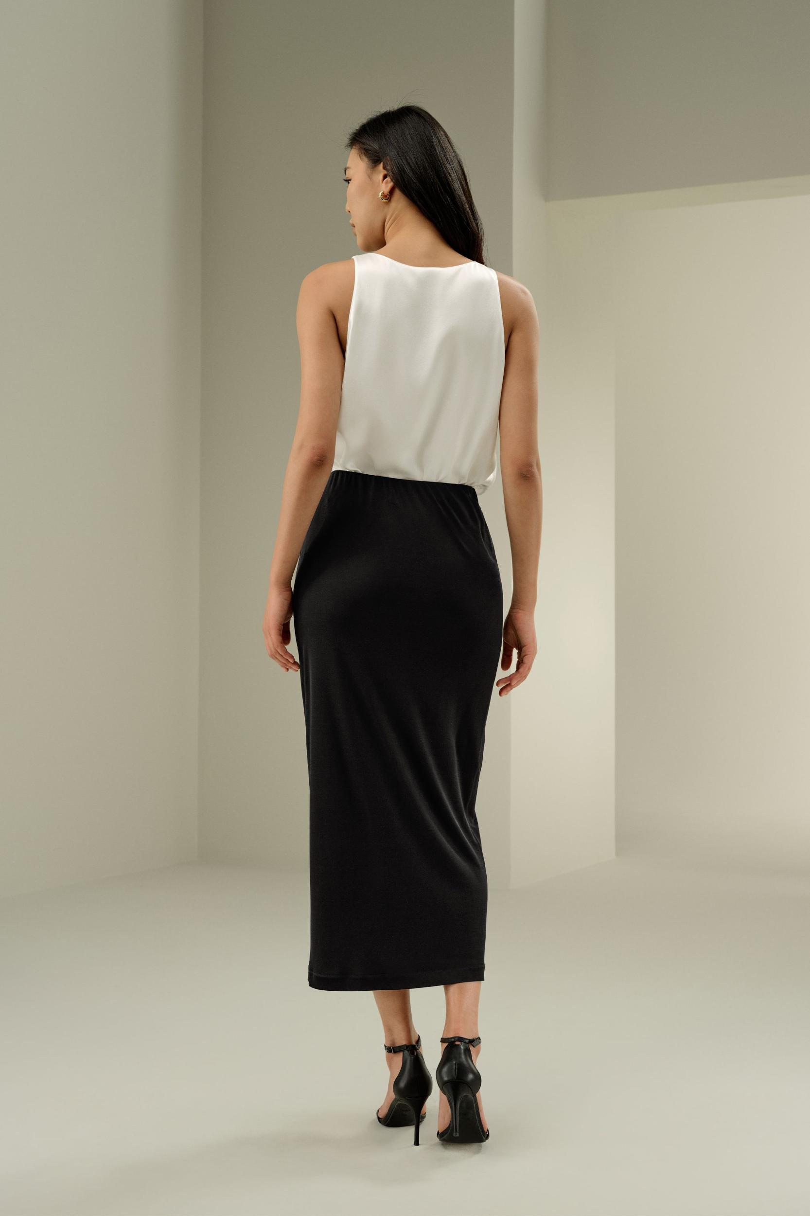 LILYSILK Womens Silk Midi Skirt | Black Pure Silk | Lightweight Knee-To-Calf Skirt 12 Product Image