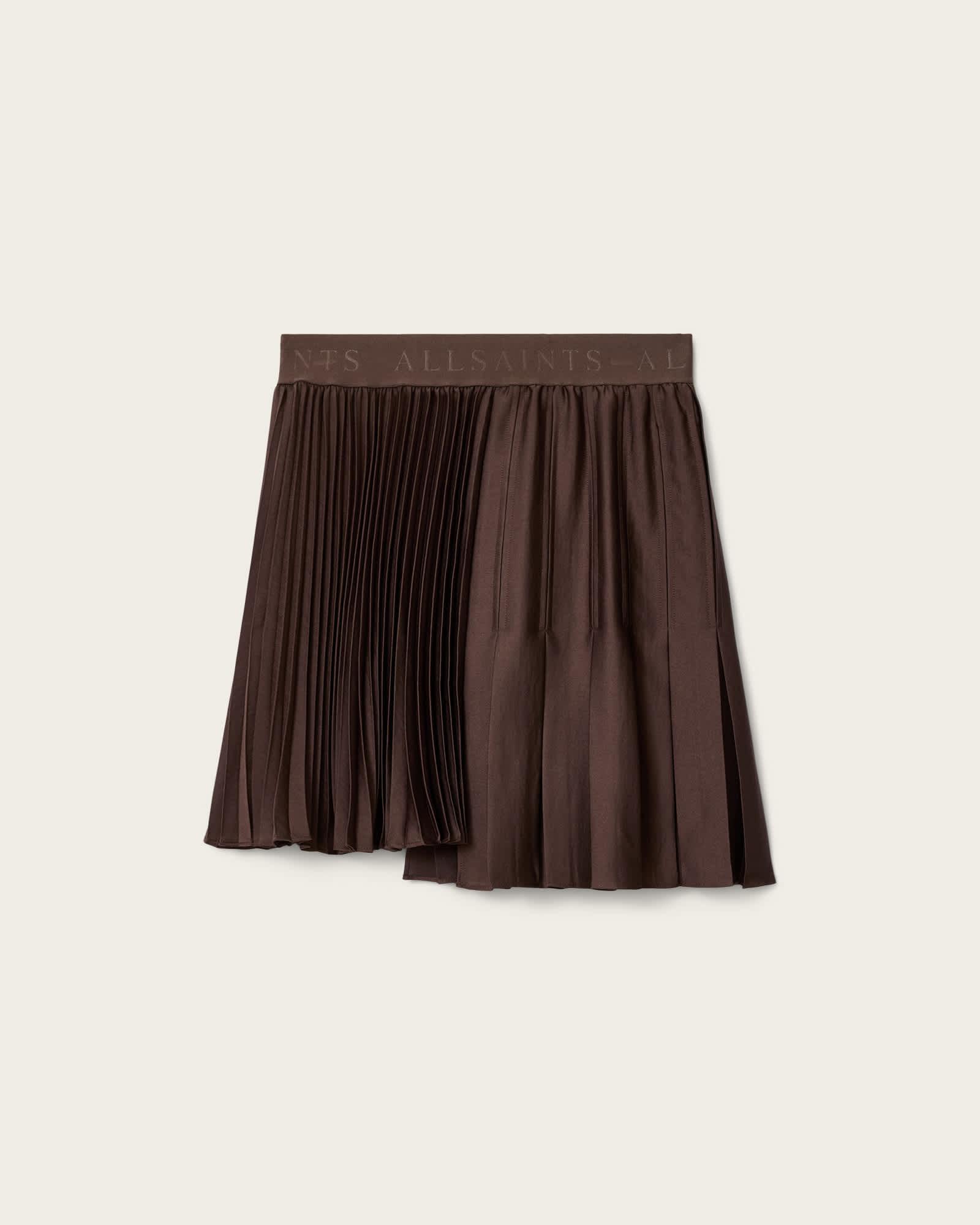 Jax Asymmetric Mini Skirt Bitter Brown | ALLSAINTS US Product Image