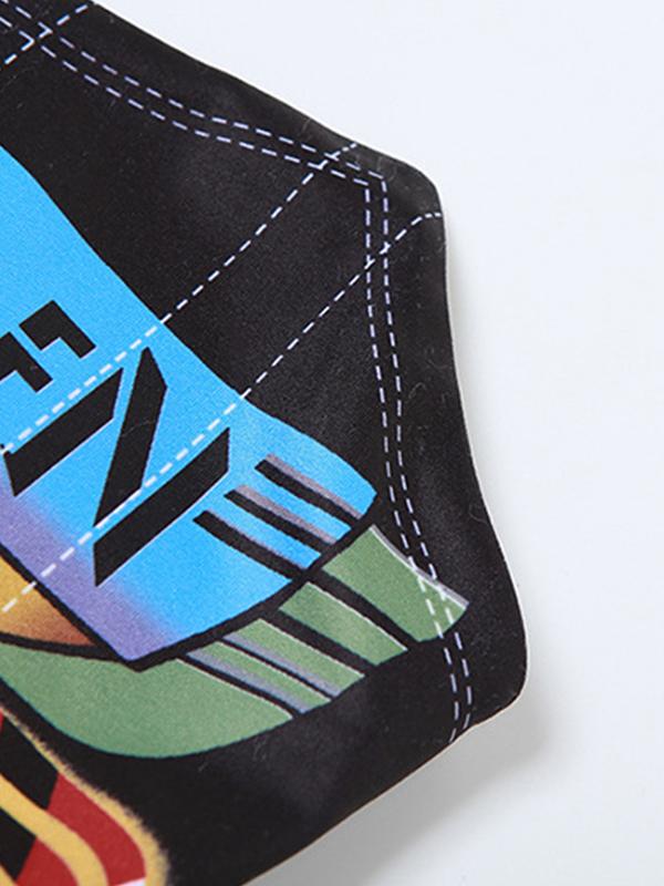 Vintage Print Crossover Tie Up Cropped Bandeau Top Product Image