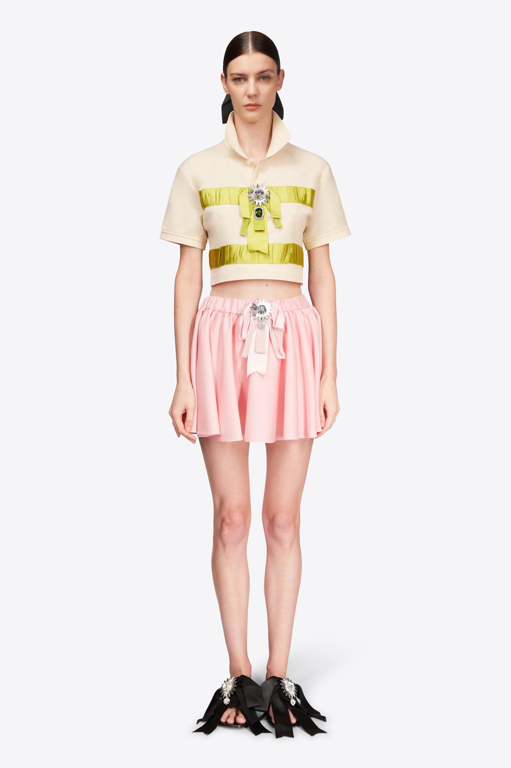 Crystal Embellished Bow Cropped Polo Product Image