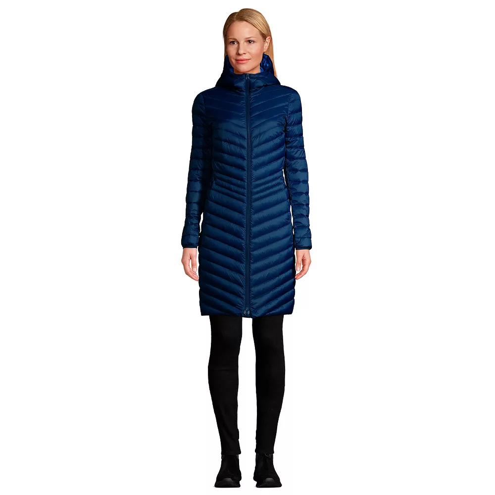 Petite Lands' End Hood Wanderweight Ultralight Down Long Packable Coat, Women's,  Product Image