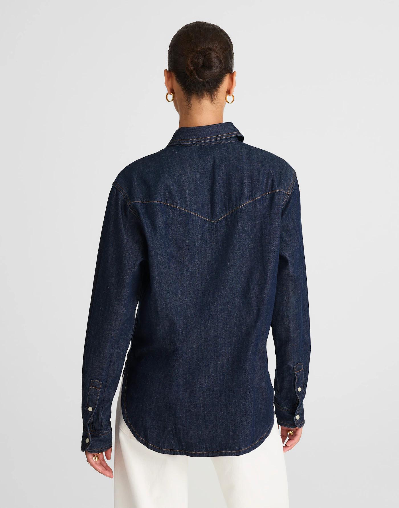 Denim Oversized Western Shirt Product Image