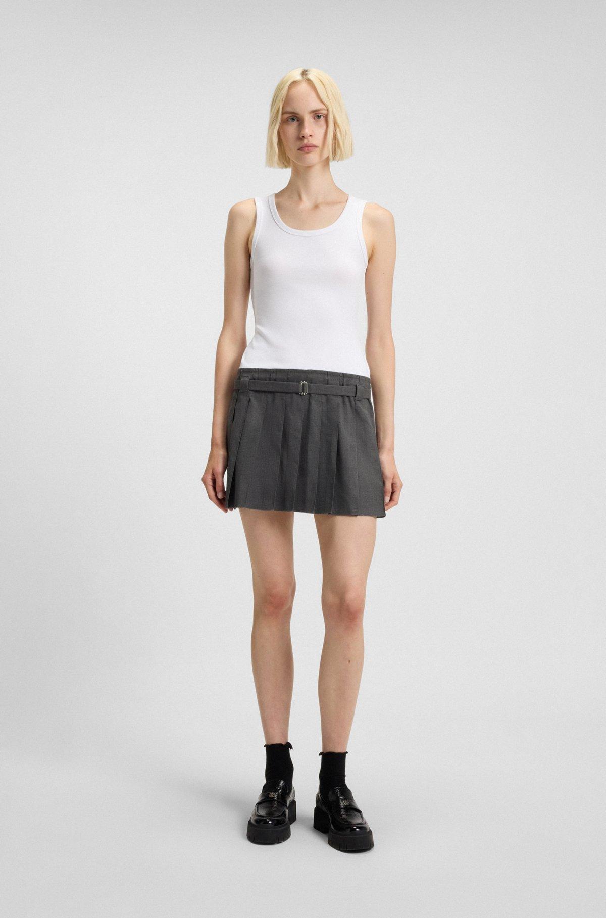 Ribbed tank dress with pleated skirt Product Image
