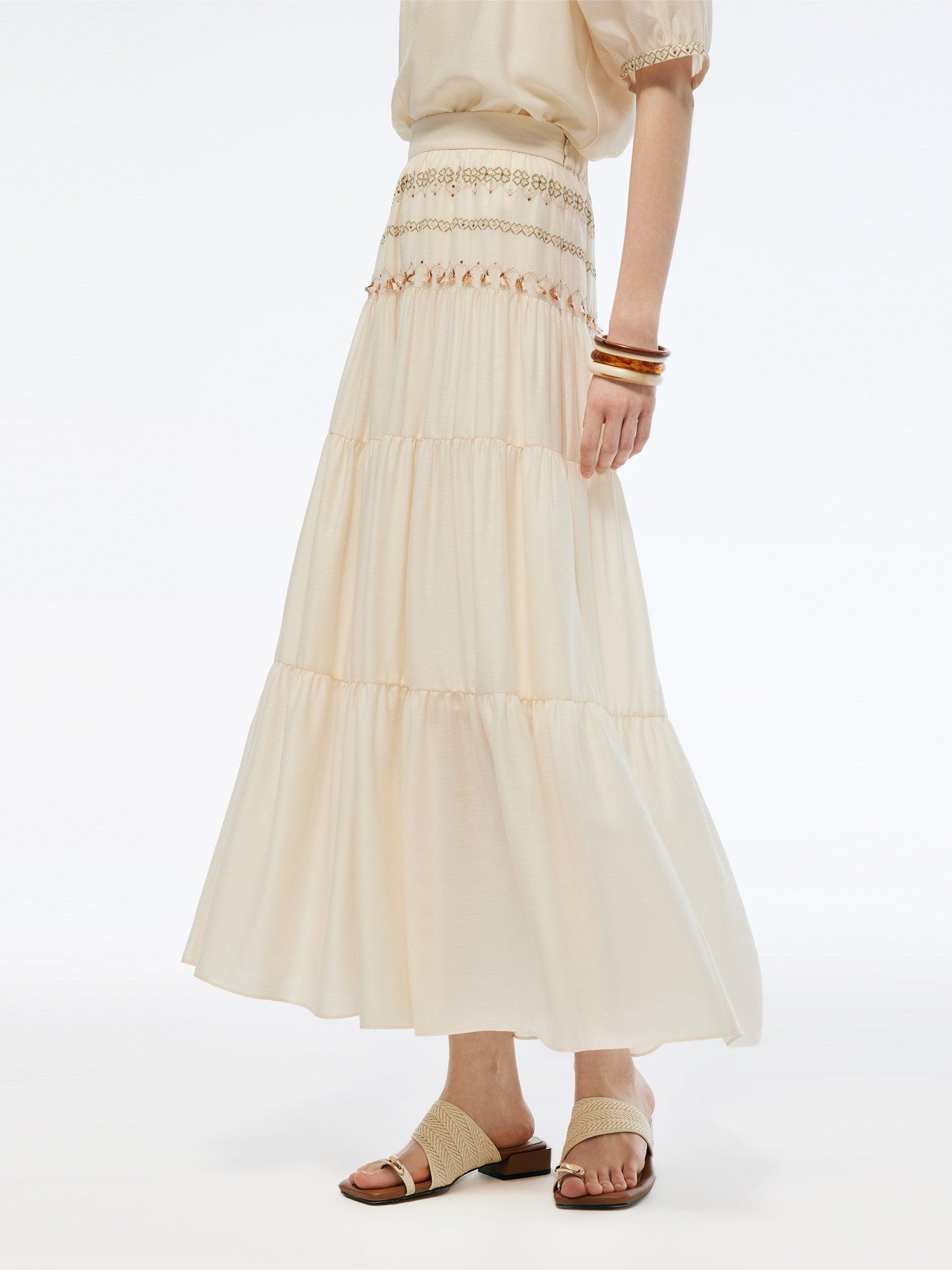 Acetate Blend Women Embroidered Skirt Product Image