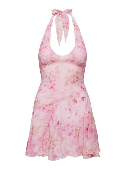 Valorie Halter Mini Dress Pink Product Image