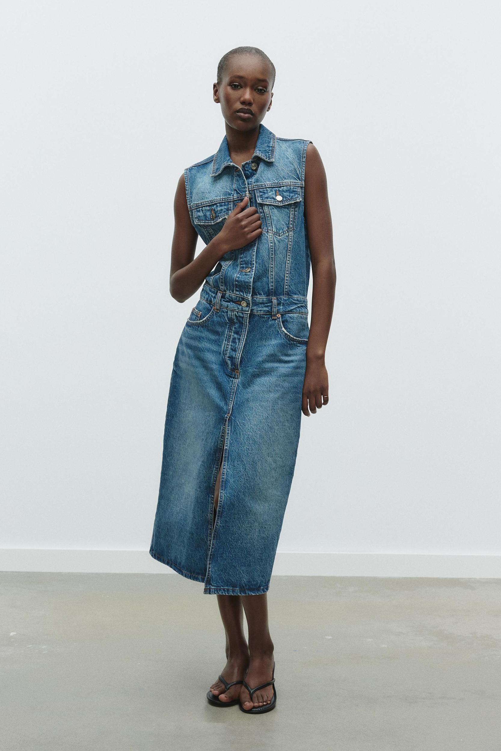Z1975 SLEEVELESS DENIM MIDI DRESS Product Image