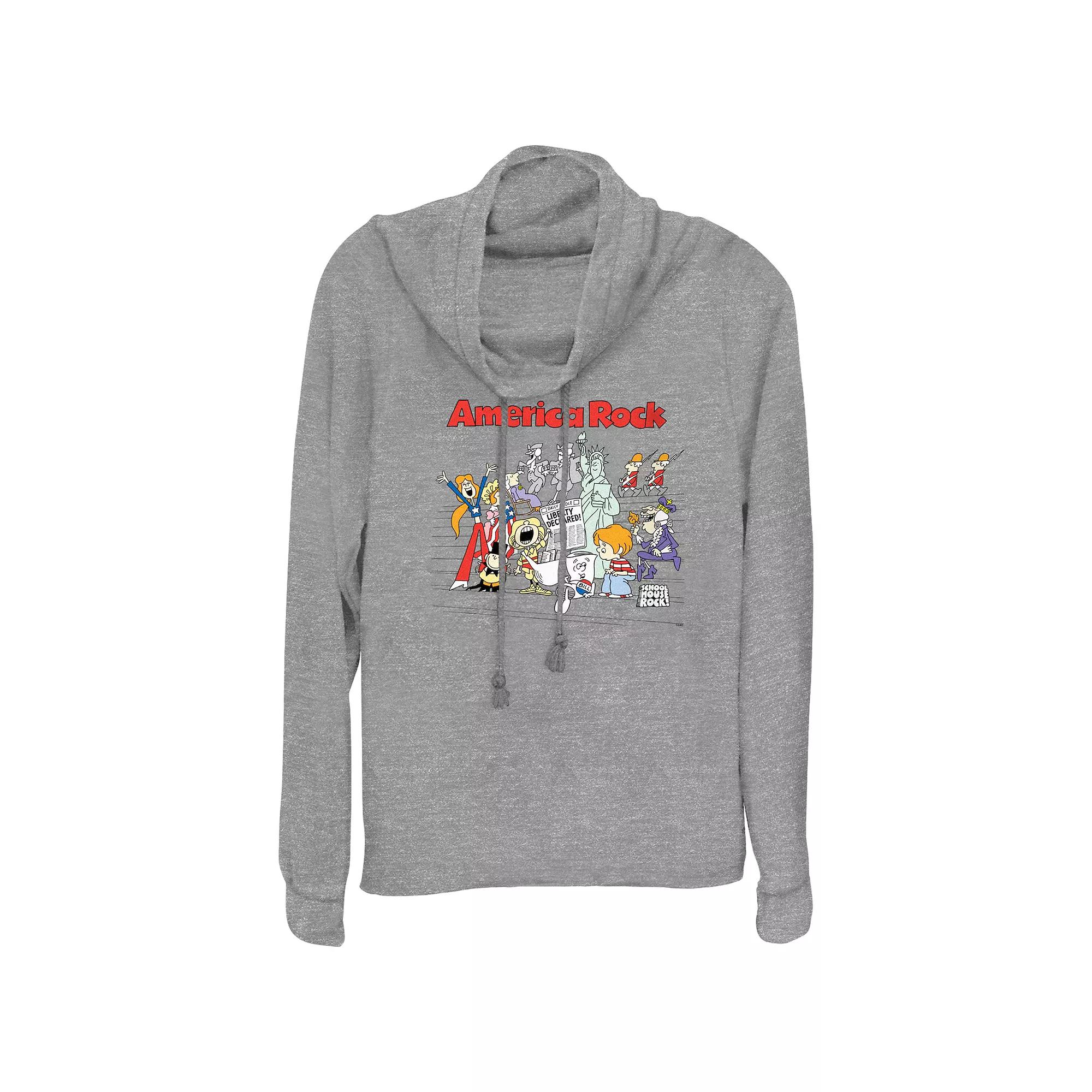 Disney's Schoolhouse Rock! America Rock Women's Cowlneck Graphic Lightweight Long Sleeve,  Product Image