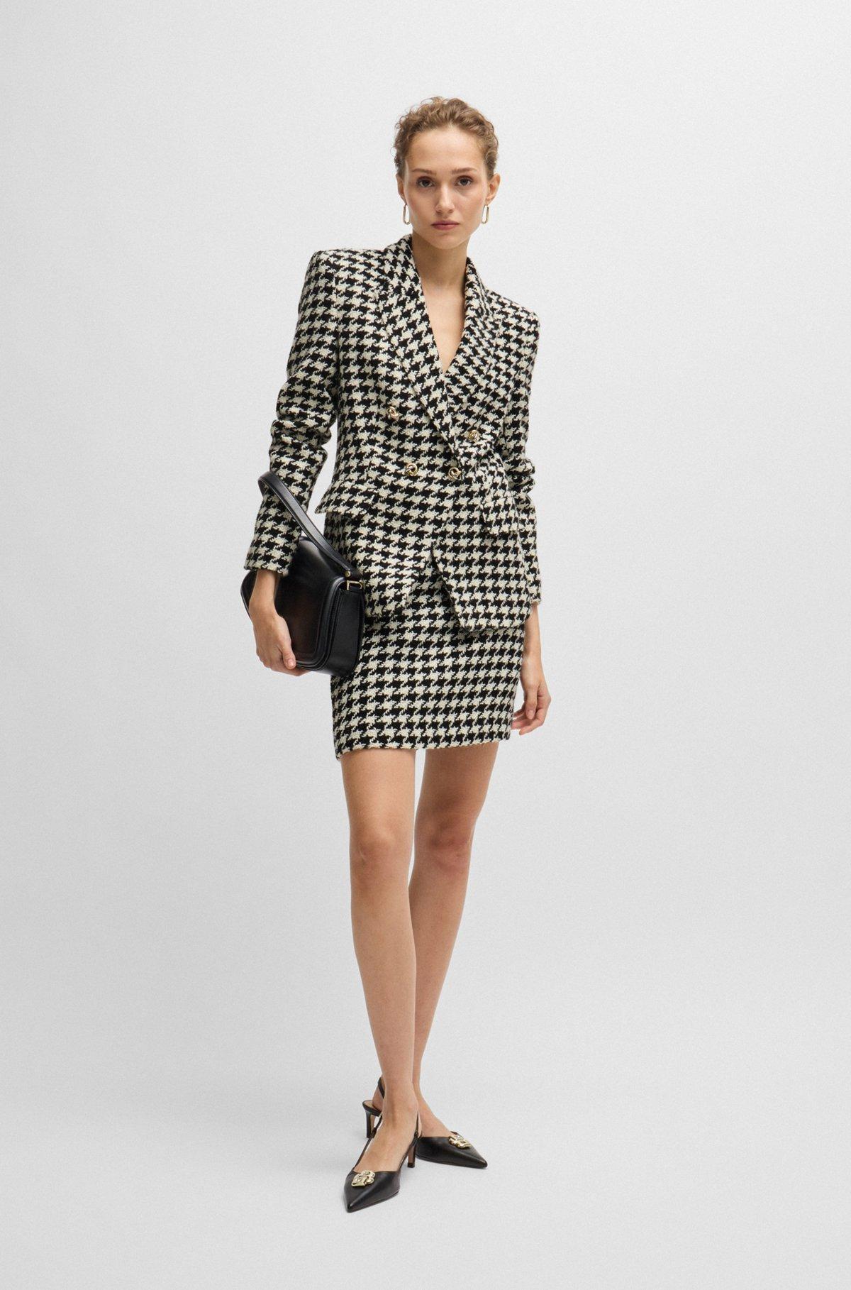 BOSS - Slim-fit jacket in houndstooth fabric with metallic trims - Patterned Product Image
