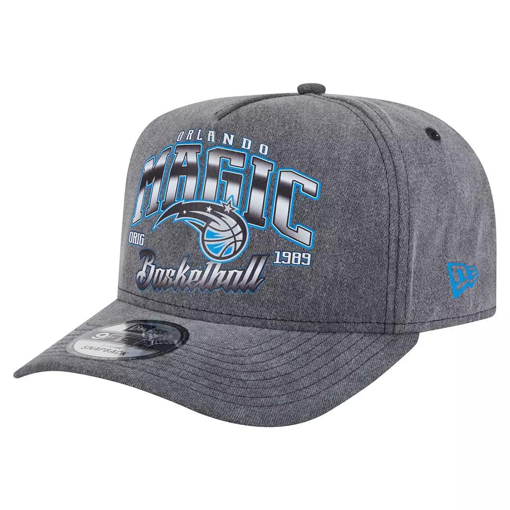 Men's New Era  Charcoal Orlando Magic Throwback Washed Pre-Curved 9FIFTY Snapback Hat, Mag Charco Product Image
