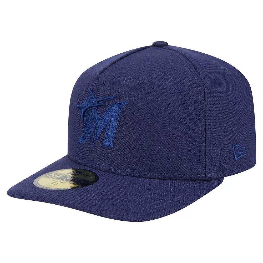 Men's New Era Navy Miami Marlins Color Pack A-Frame 59FIFTY Fitted Hat,  Product Image