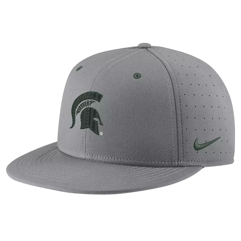 Mens Nike Gray Michigan State Spartans USA Side Patch True AeroBill Performance Fitted Hat Product Image