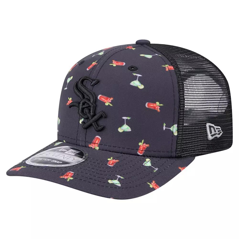 Men's New Era Black Chicago White Sox Adventure Drinks Pattern 9SEVENTY Stretch-Snap Hat Product Image