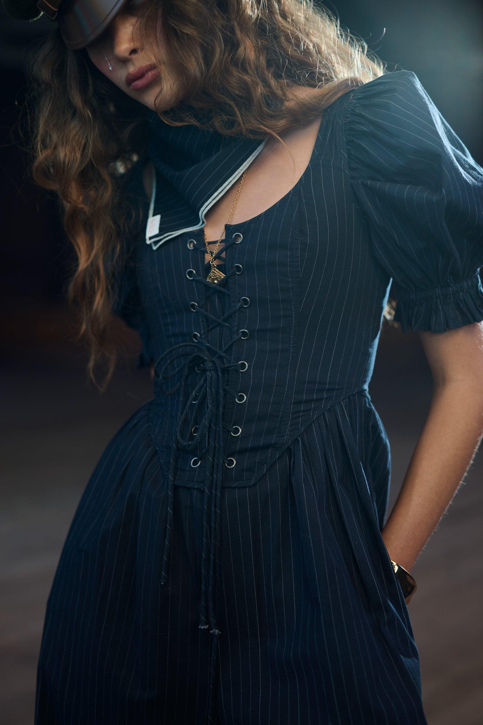 The Pinstripe Duchess Corset Product Image