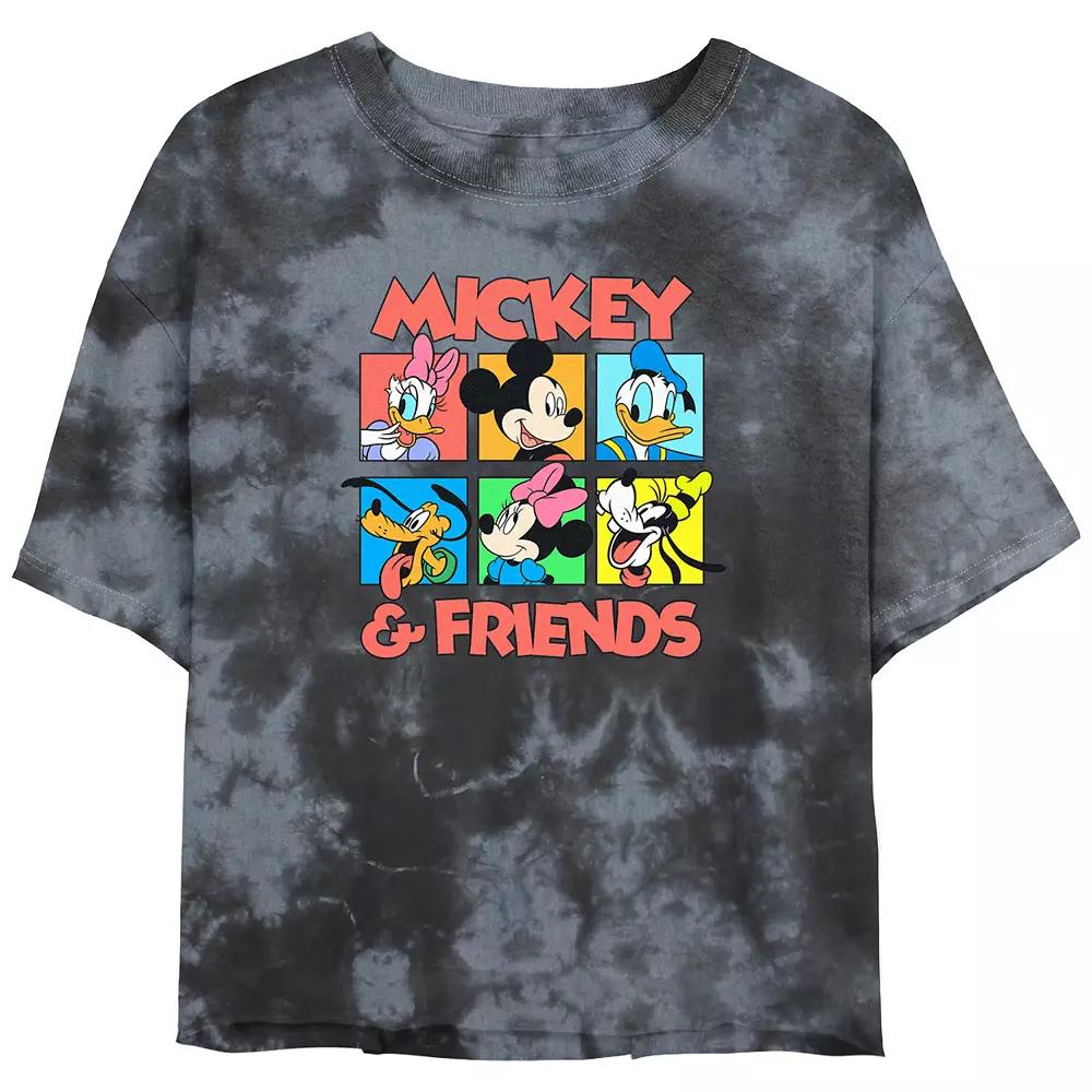 Disney's Mickey Mouse Head Shots Bombard Wash Juniors' Cropped Graphic Tee, Women's, Size: Medium, Black Grey Product Image