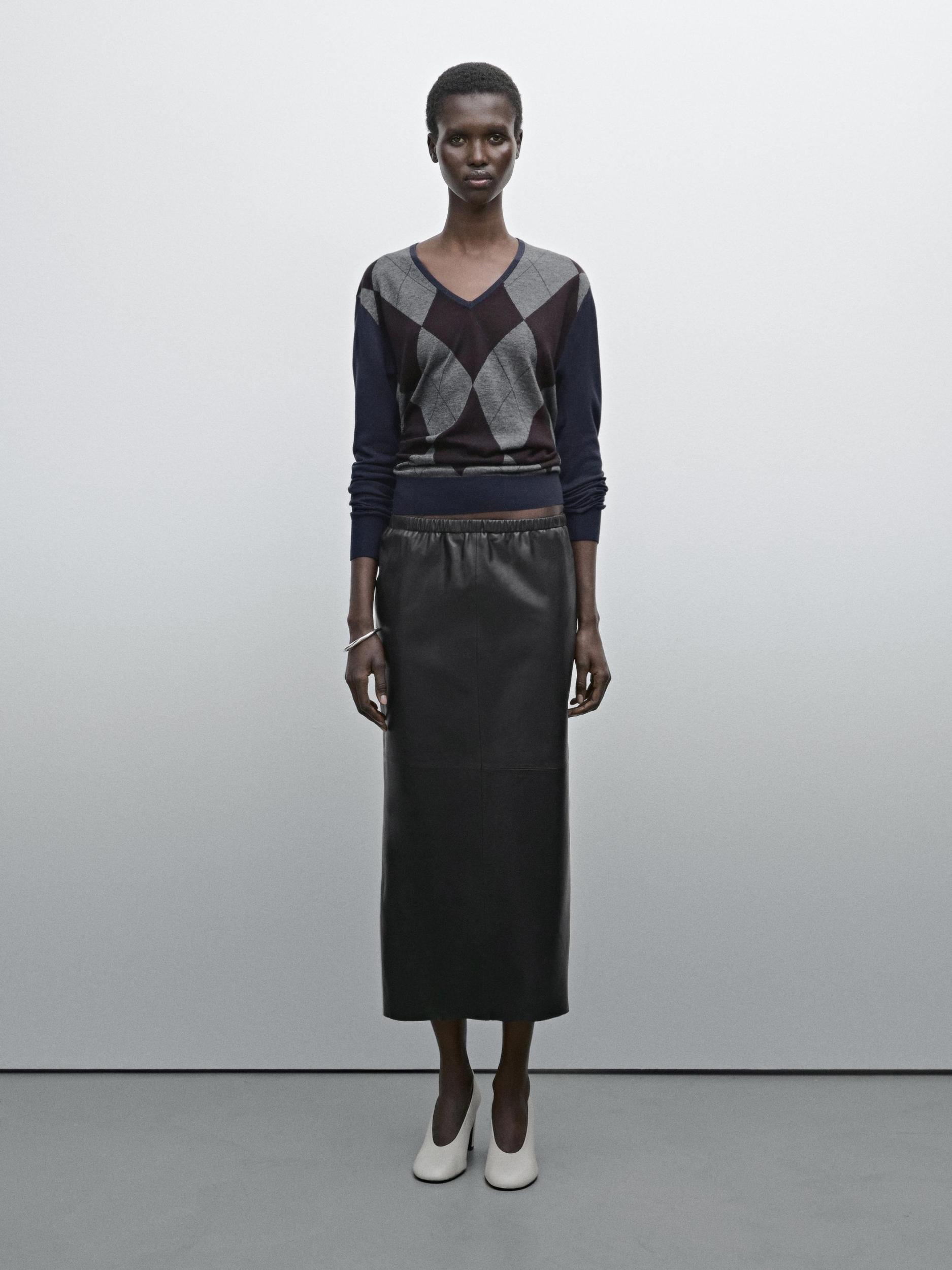 Argyle knit sweater in a wool and silk blend Product Image