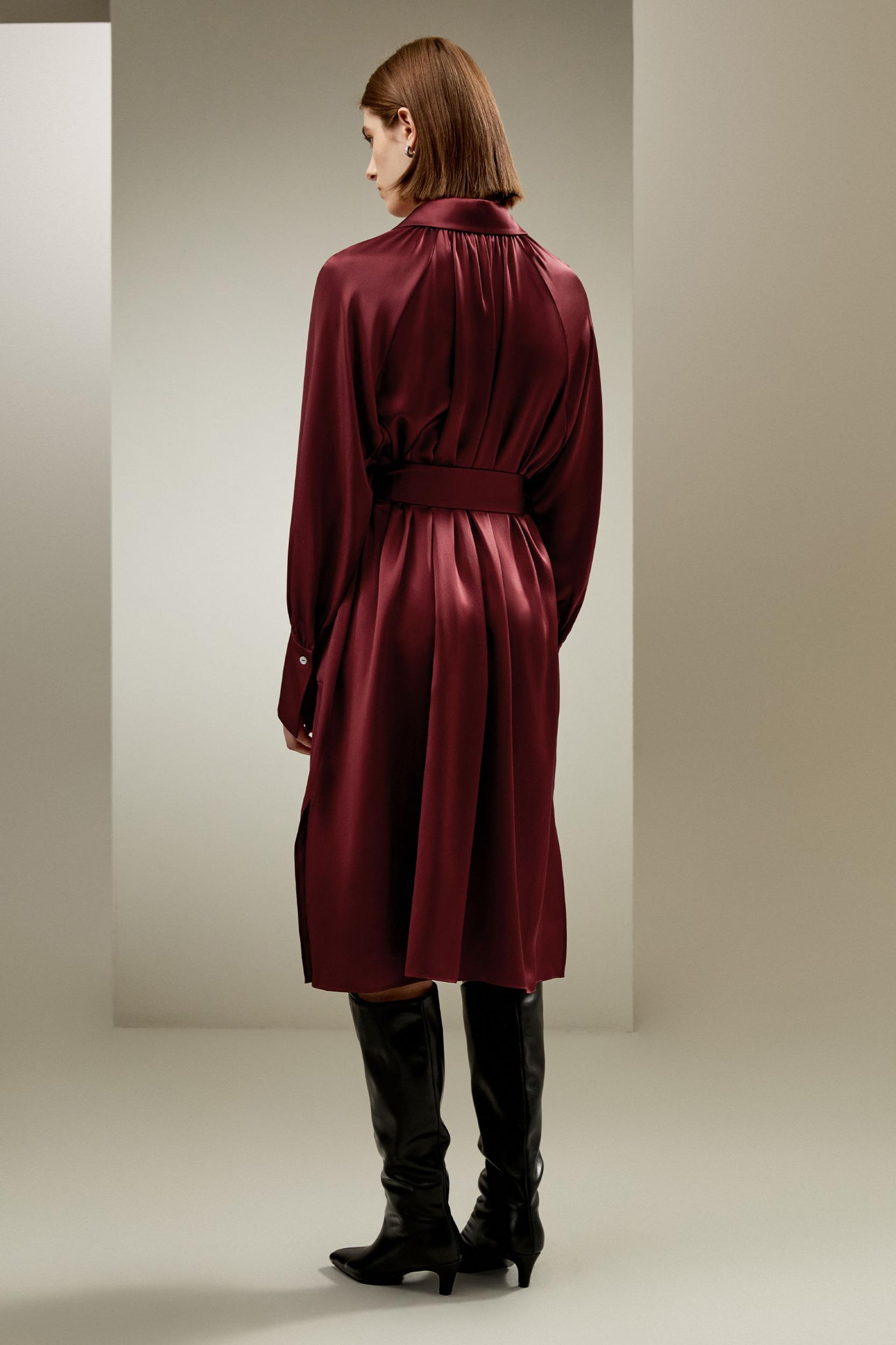 LILYSILK Silk Jacket Long - for Women - Barbados Cherry Soft Silk - Wardrobe Classic Shirt-Style V-Neck Coat XS Product Image