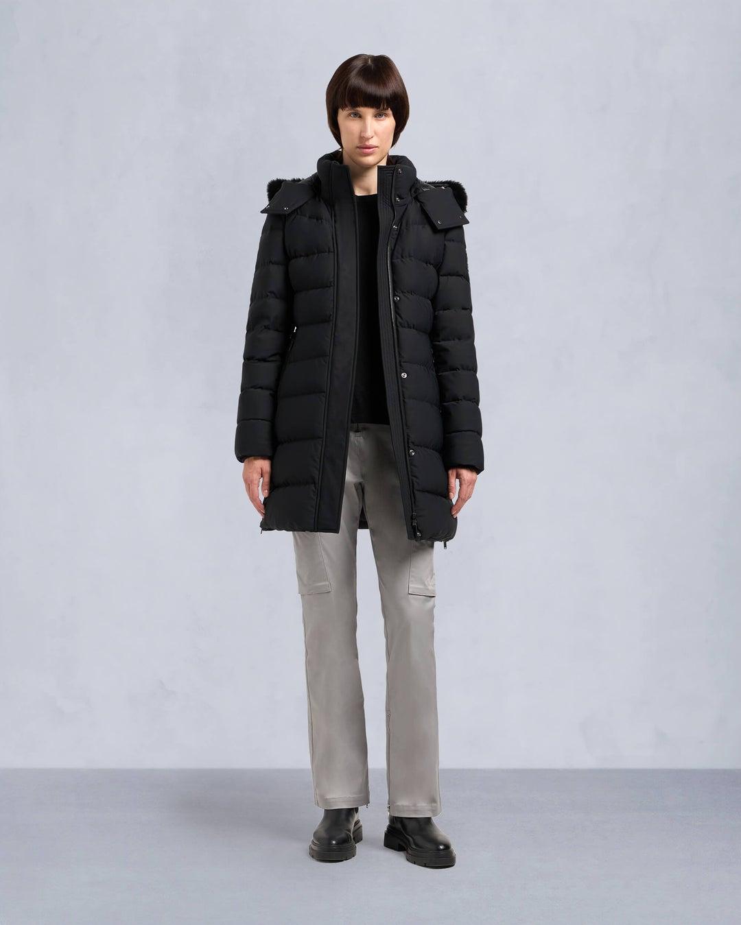 Moose Knuckes Womens Watershed 3 Parka Black with Black Shearling Product Image