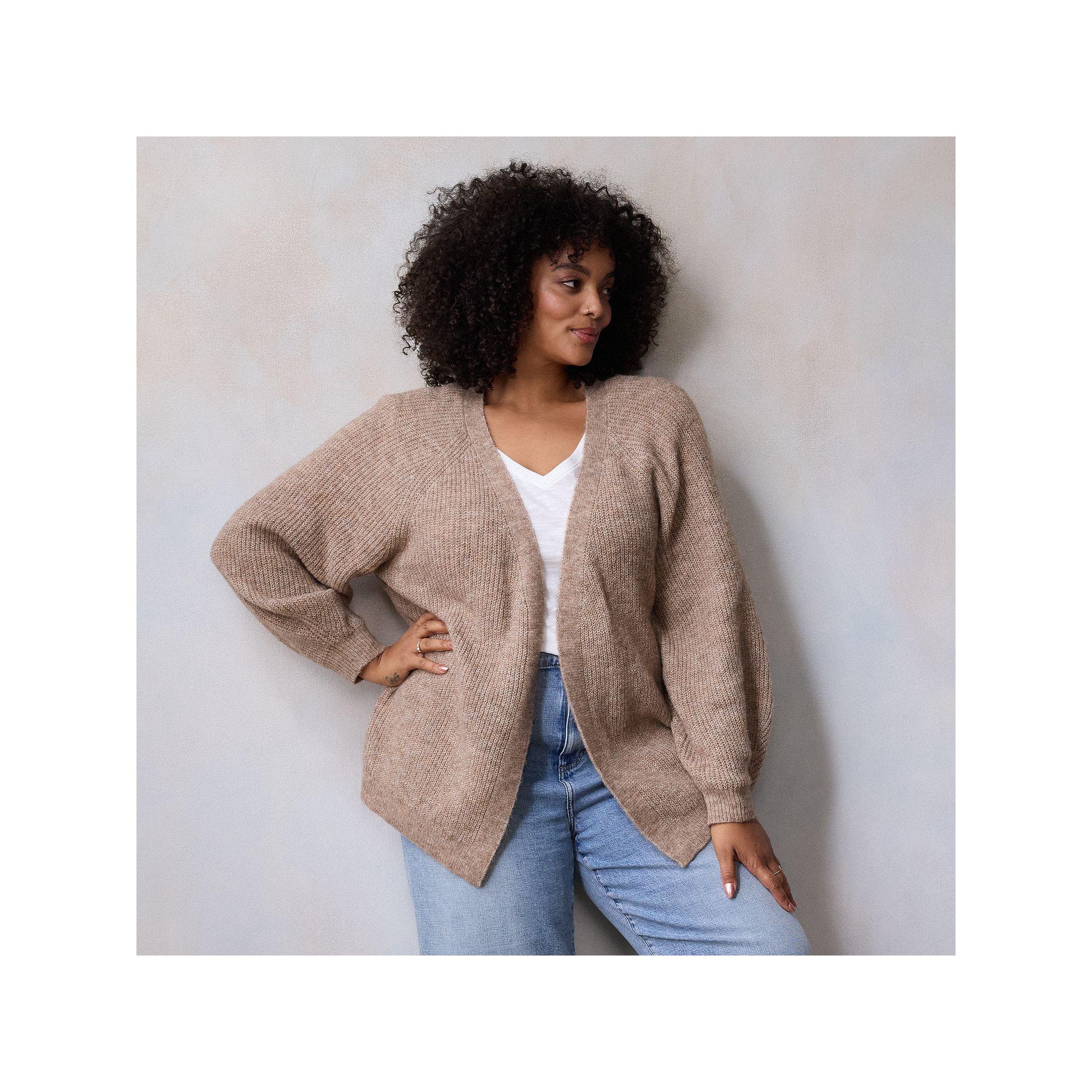 Plus Size LC Lauren Conrad Knitted Sweater, Women's, Size: 3XL, Brown Product Image