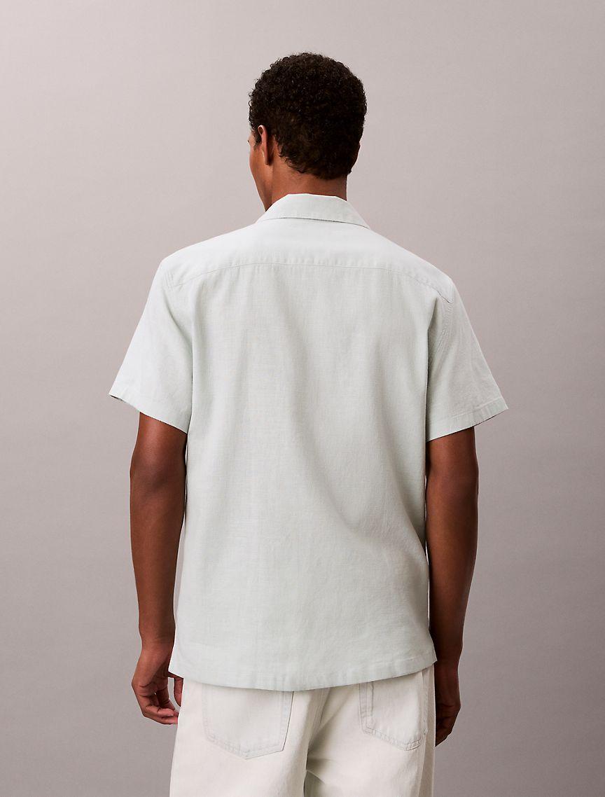 Linen Cotton Short Sleeve Button-Down Shirt Product Image