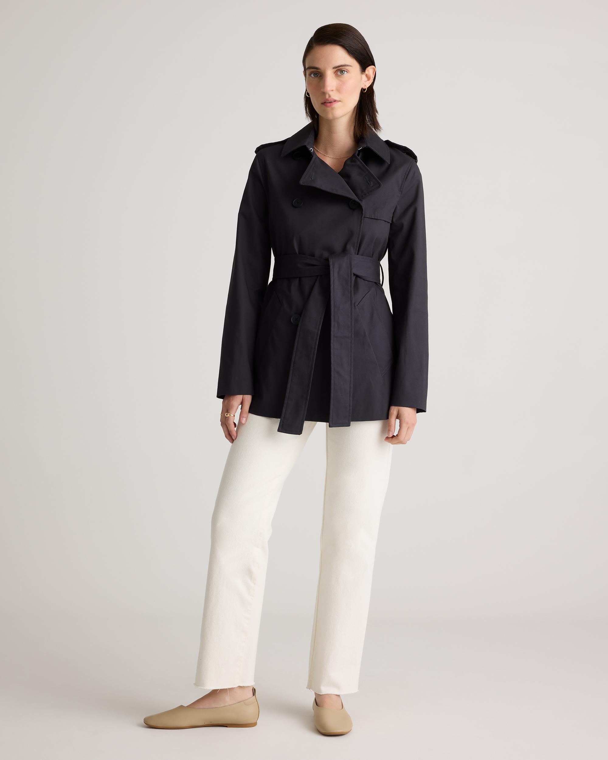 Quince | Women's Comfort Stretch Short Trench Coat Organic Cotton Product Image