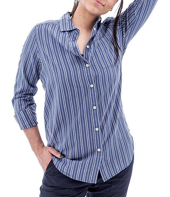 Aventura Colmar Stripe Collared Neckline 3/4 Roll Tab Top Product Image