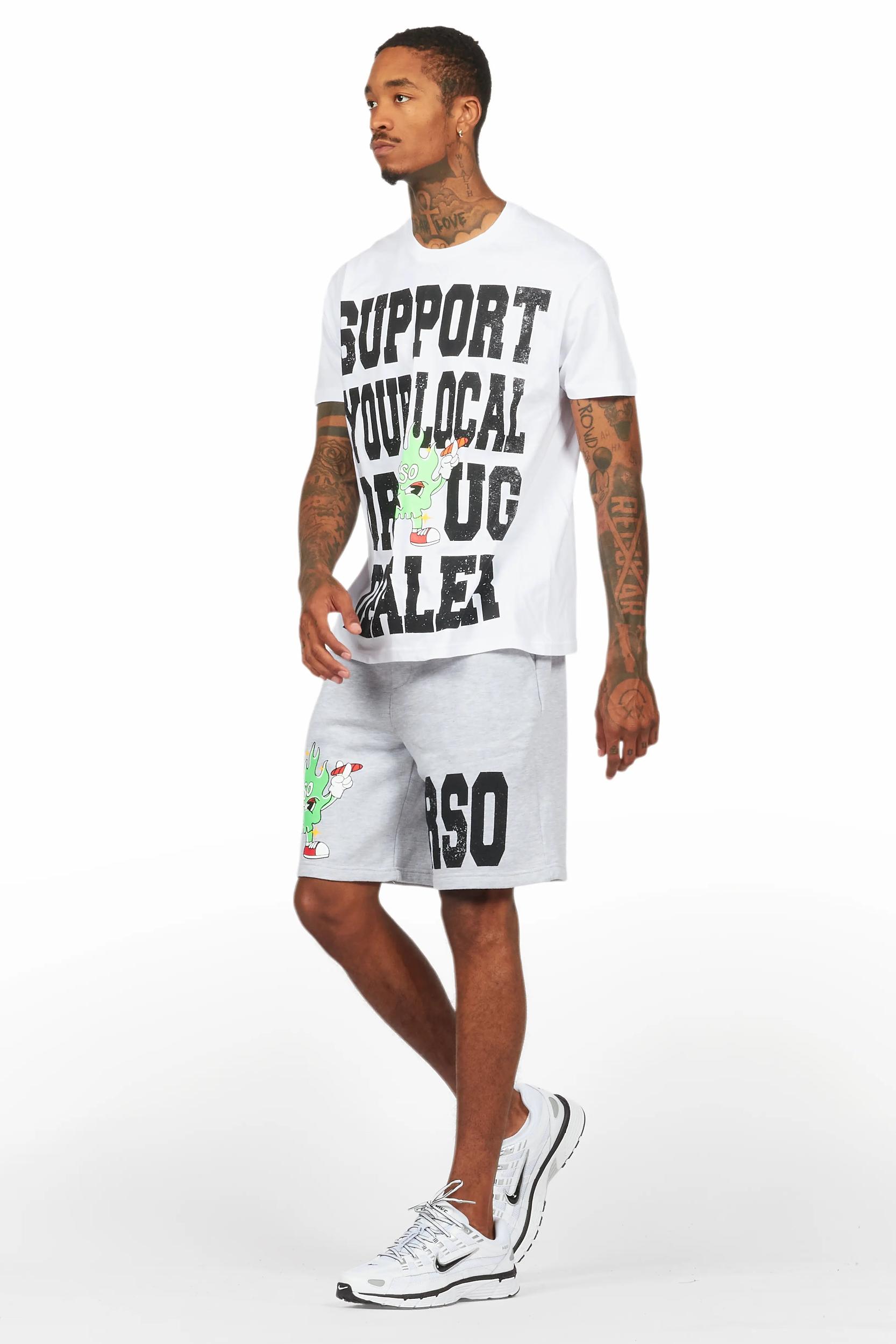Tarl White/Grey Graphic T-Shirt Short Set Male Product Image