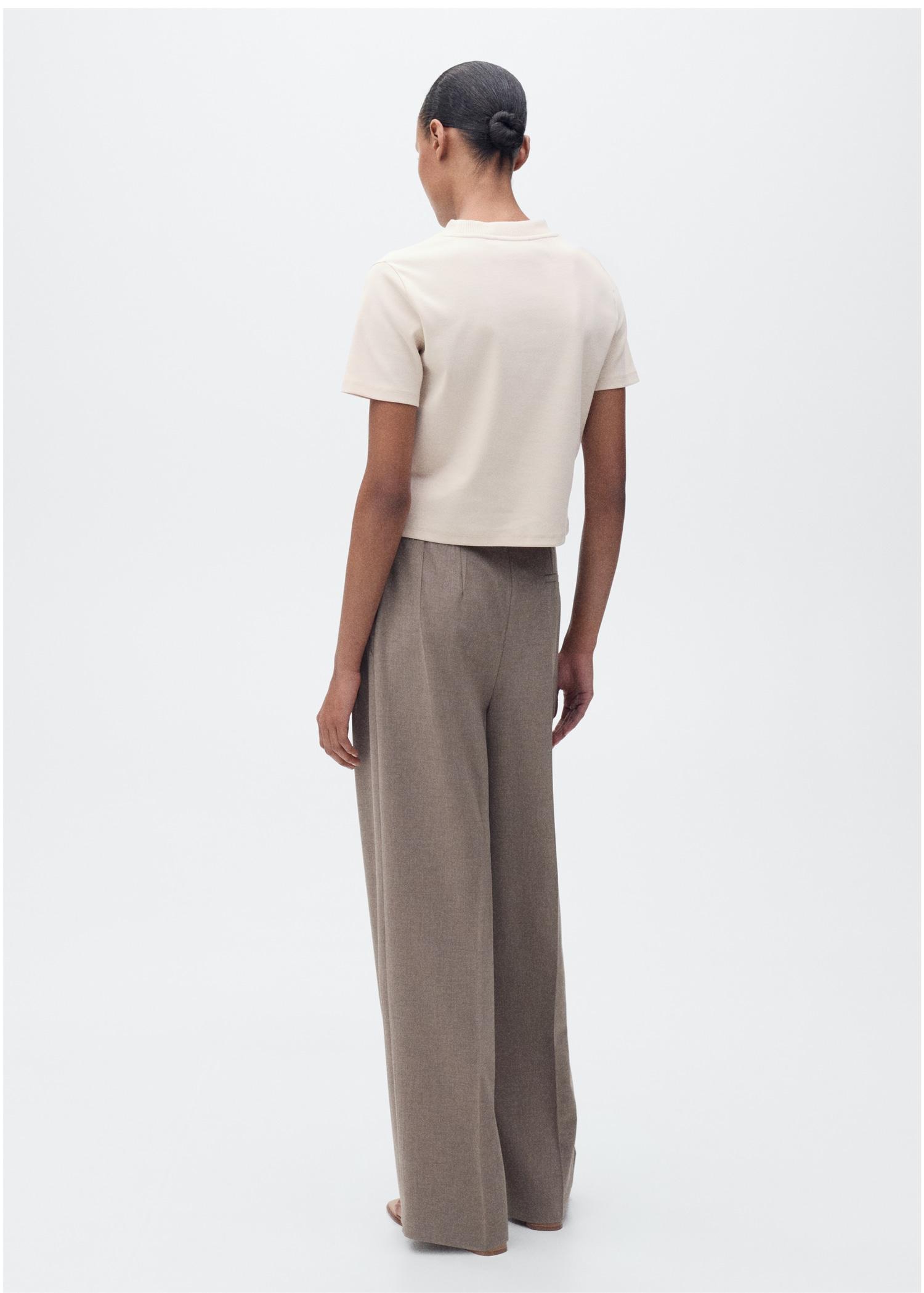 Short-sleeved cotton-blend t-shirt - Women | MANGO USA Product Image