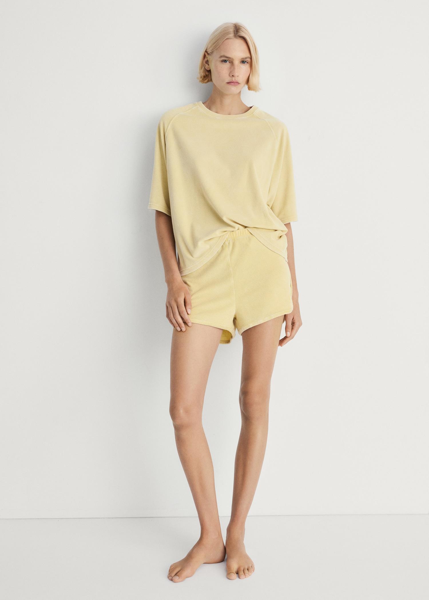 Terry cotton overdyed shorts - Women | MANGO USA Product Image