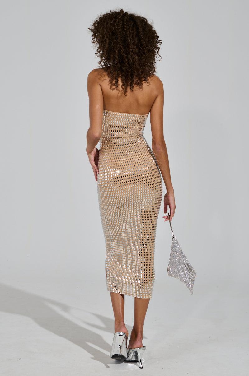 CAN'T SHINE BRIGHTER THAN ME RHINESTONE MIDI DRESS Product Image