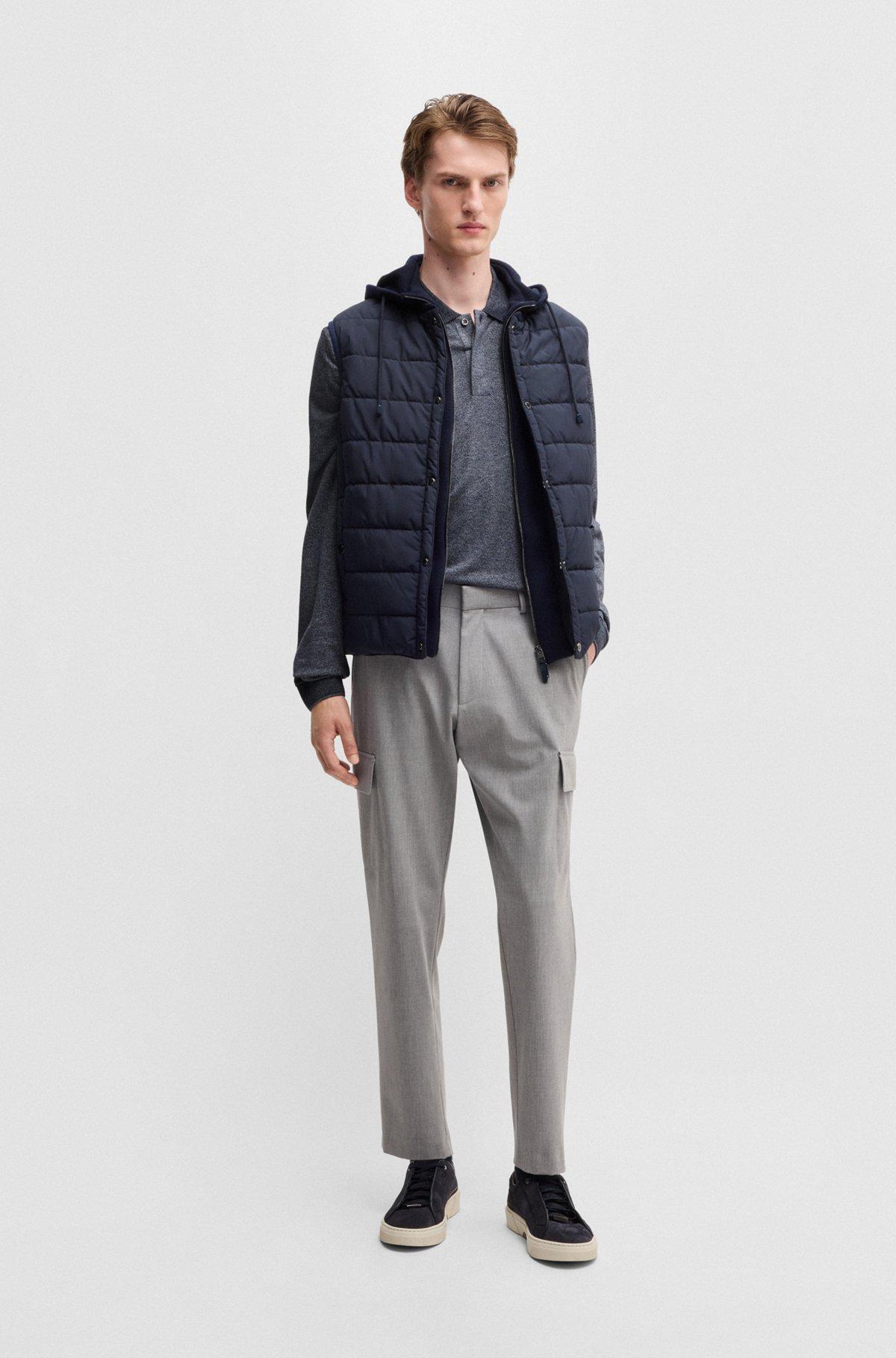 Long-sleeved knit polo in mouliné cotton and silk Product Image