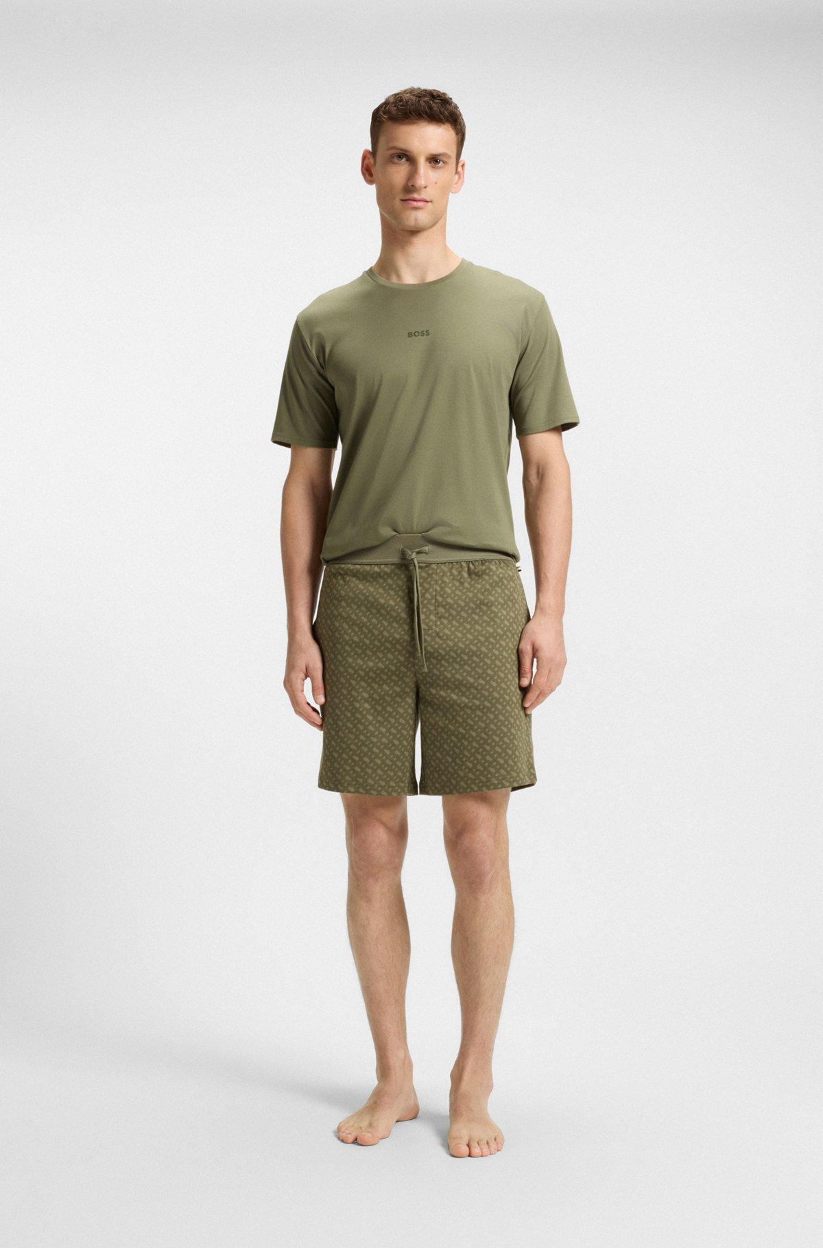 BOSS - Gift-boxed pajamas in cotton with logo and monograms - Light Green Product Image