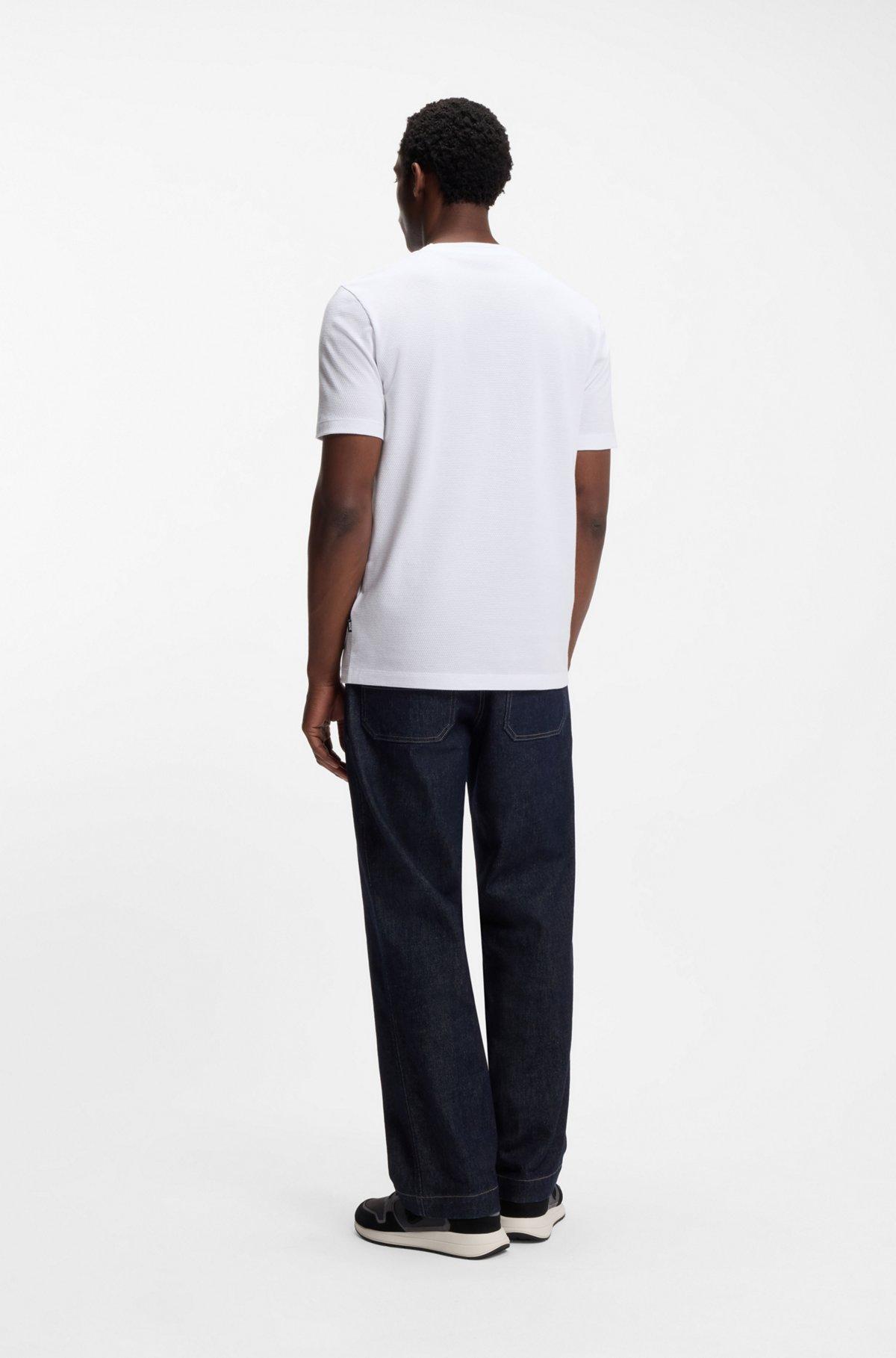 Bubble-jacquard structure T-shirt in a cotton blend Product Image