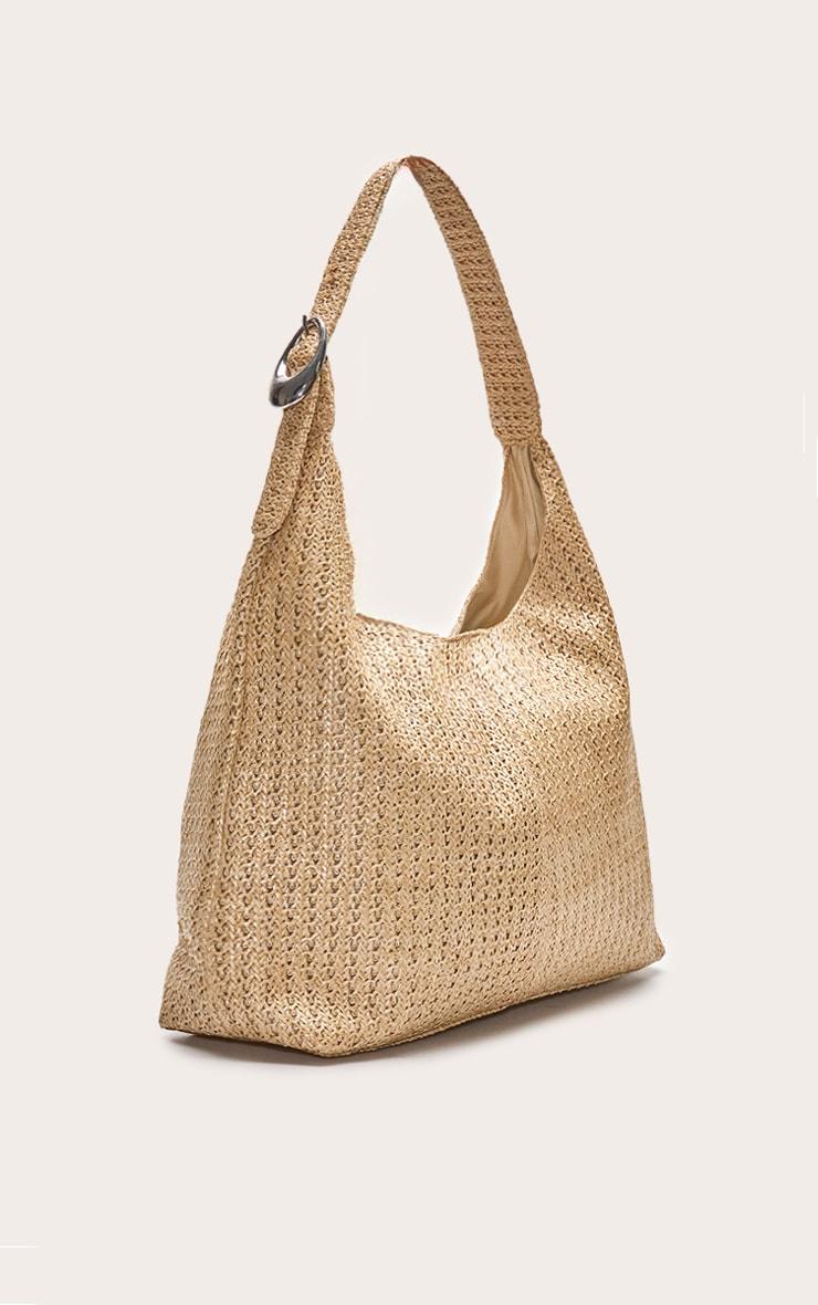 Natural Raffia Silver Buckle Large Tote Bag Product Image