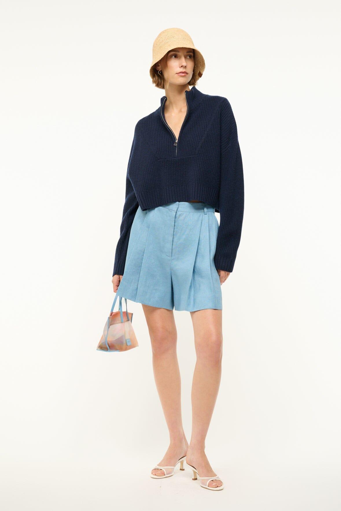 CASHMERE CROPPED HAMPTON SWEATER | NAVY Product Image
