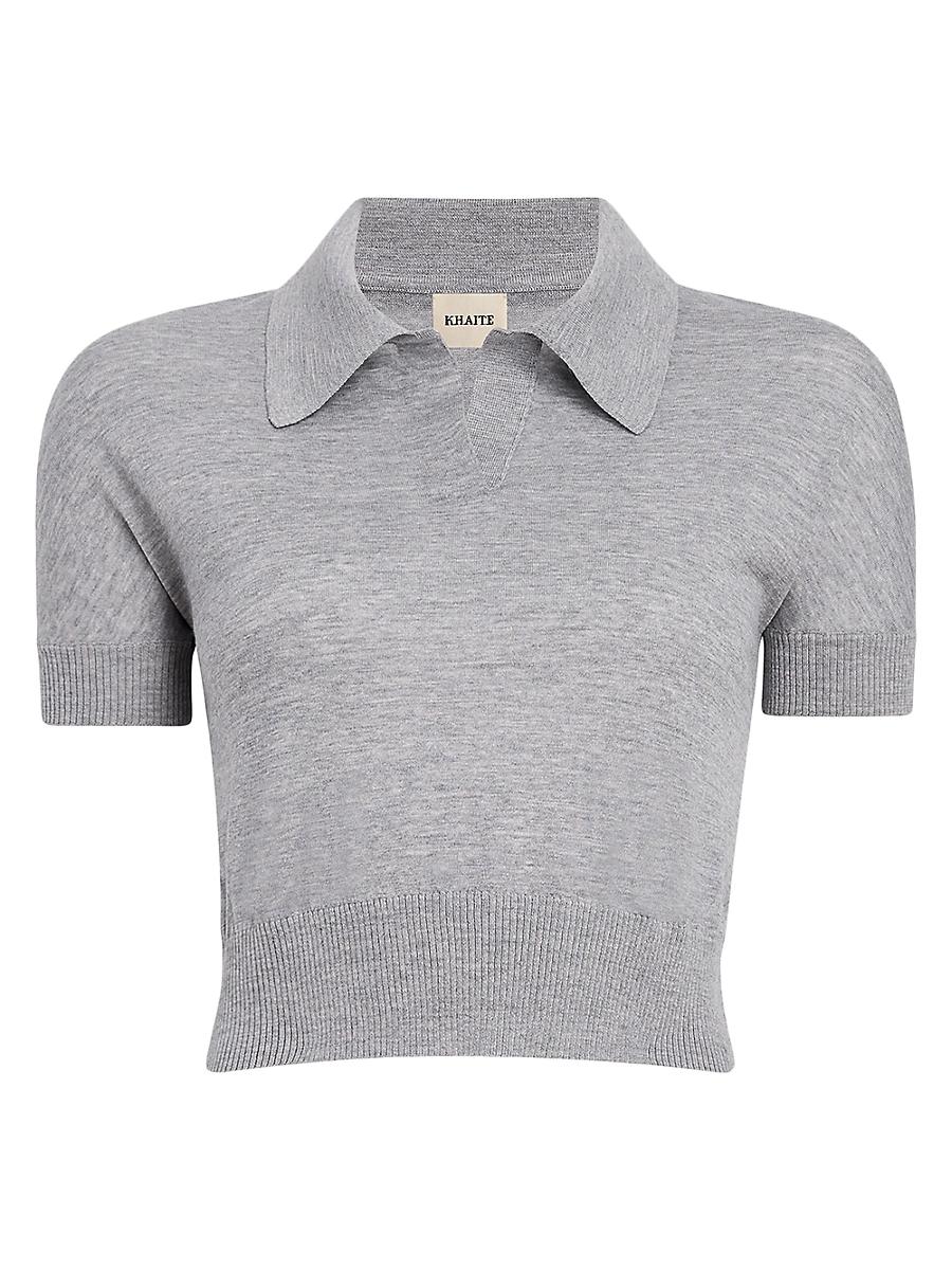 Womens Morgane Wool-Blend Polo Top Product Image